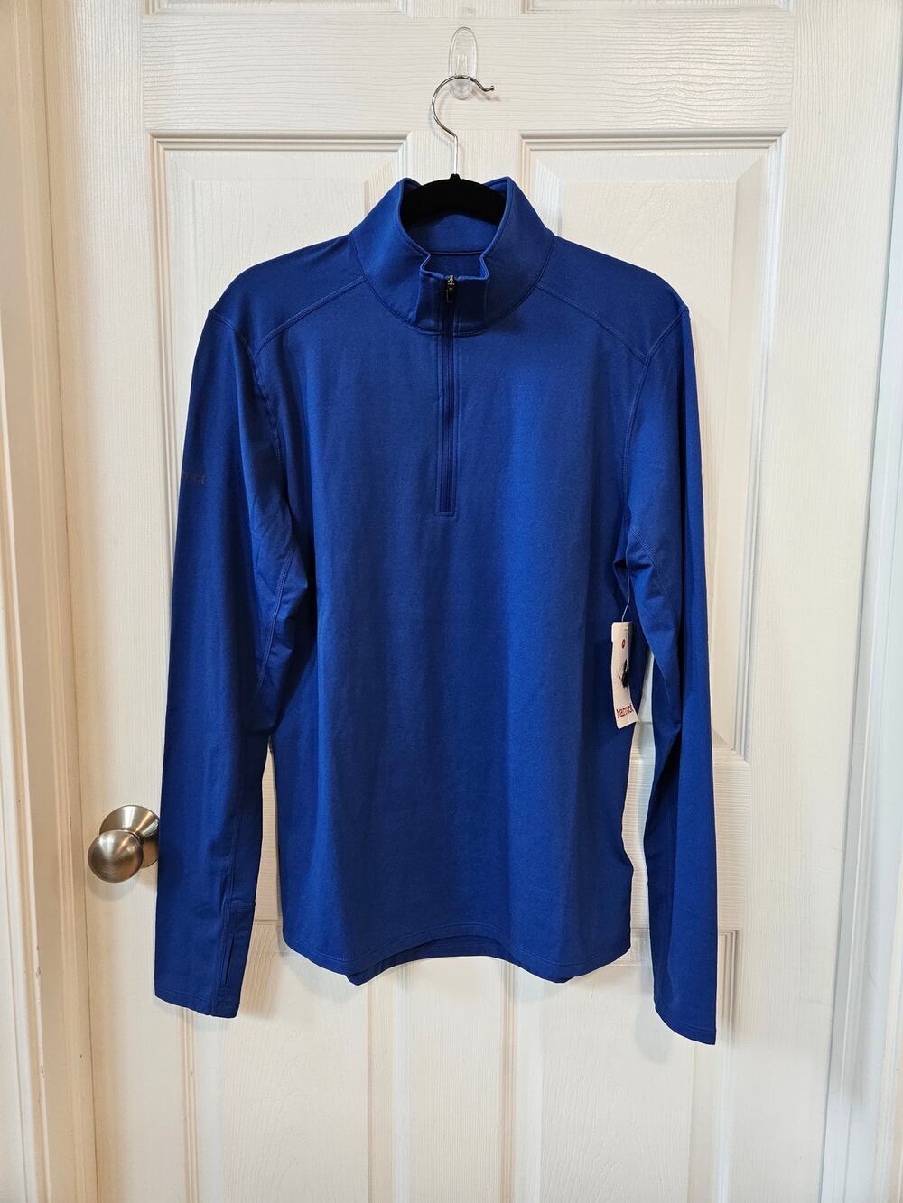 Marmot Harrier 1/2 Zip Pullover Men's Medium Blue Performance Stretch Shirt NWT